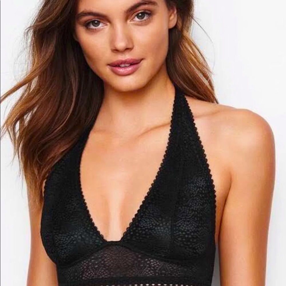 VS Longline Black Halter Bralette size S